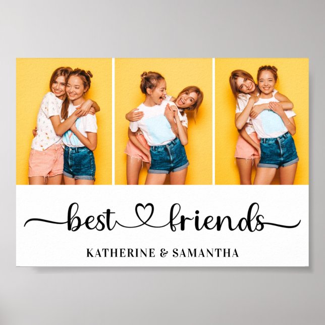 Personalised 3 Photo Collage Best Friends Forever  Poster (Front)