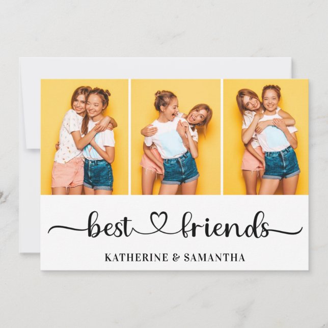 Personalised 3 Photo Collage Best Friends Greeting Card (Front)