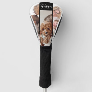 Personalised 3-Photo Collage Black Mum Est Year  Golf Head Cover