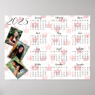 Personalised 3 Photo Collage Family 2025 Calendar Poster