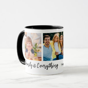 Personalised 3 Photo Collage Family Name Quote Mug