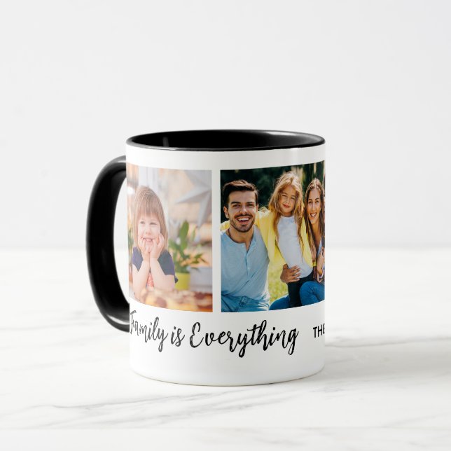 Personalised 3 Photo Collage Family Name Quote  Mug (Front Left)