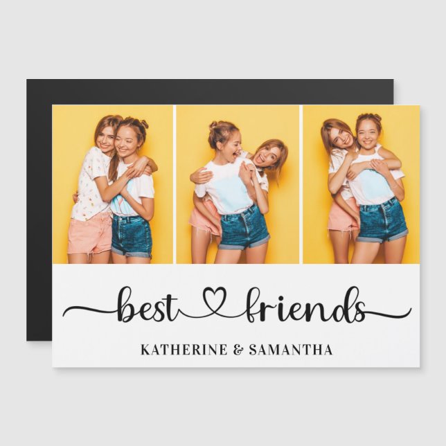 Personalised 3 Photo Collage Friends Magnetic Card (Front/Back)