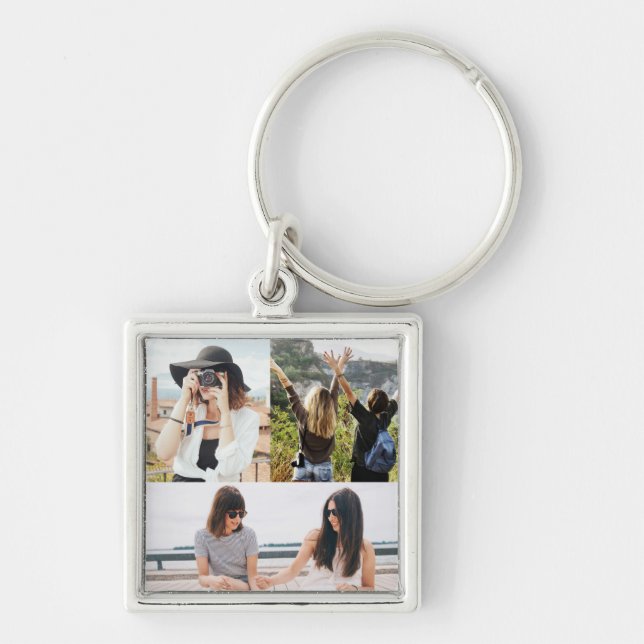 Personalised 3 Photo Collage Keychain (Front)