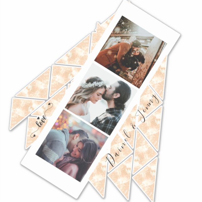 Personalised 3 Photo Collage Rose Gold Marble gift (Front)