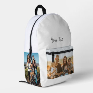 Personalised 3 Photo & Custom Text Template Printed Backpack