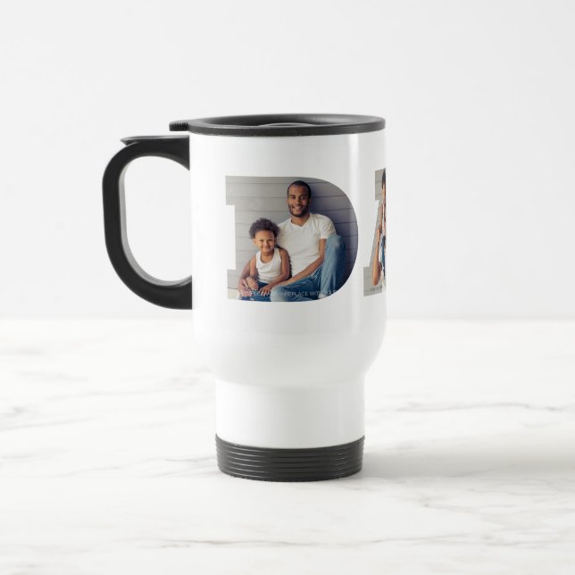 Personalised 3-Photo "Dad" Cutout Typography Travel Mug (Left)