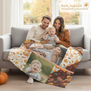Personalised 3 Photo Fall Family Fleece Blanket