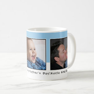 Personalised 3 Photo Father's Day Light Blue Coffee Mug