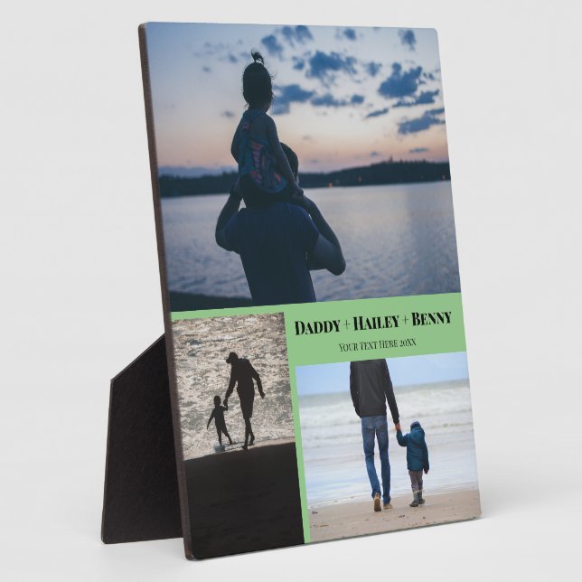 Personalised 3 Photo Gift for Dad Work Desk Easel  Plaque (Side)