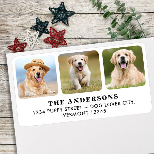 Personalised 3 Photo Modern Dog Return Address  Label
