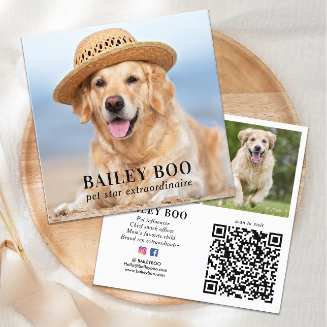Personalised 3 Photo Modern Social Media QR Code Square Business Card (Creator Uploaded)
