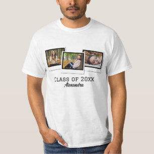 Personalised 3-Photo Montage Frames Graduation T-Shirt