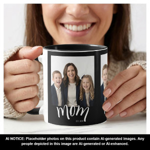 Personalised 3 Photo Mum Kids Year Established Mug