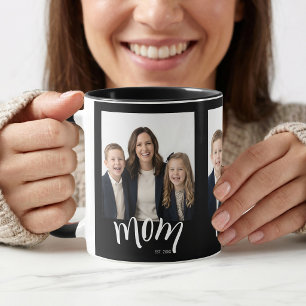 Personalised 3 Photo Mum Kids Year Established  Mug