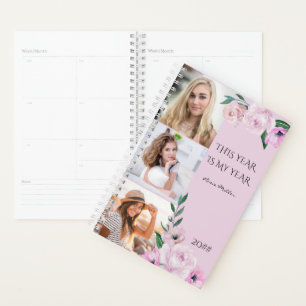 Personalised 3 Photo Pink Floral 2022 Planner