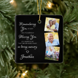 Personalised 3 Photo Remembrance Keepsake Memorial Ceramic Ornament