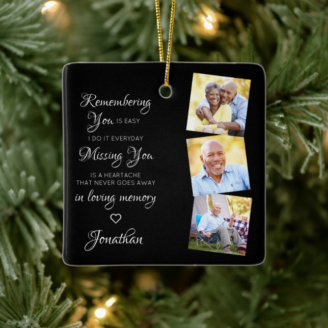 Personalised 3 Photo Remembrance Keepsake Memorial Ceramic Ornament (Tree)