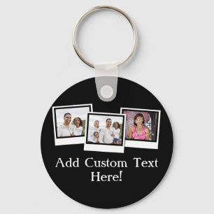 Personalised 3-Photo Snapshot Frames Custom Colour Key Ring