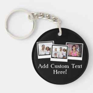 Personalised 3-Photo Snapshot Frames Custom Colour Key Ring