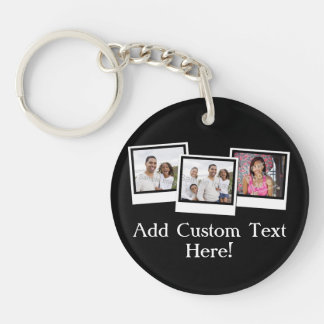 Personalised 3-Photo Snapshot Frames Custom Colour Key Ring