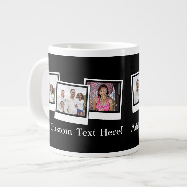 Personalised 3-Photo Snapshot Frames Custom Colour Large Coffee Mug (Front Left)