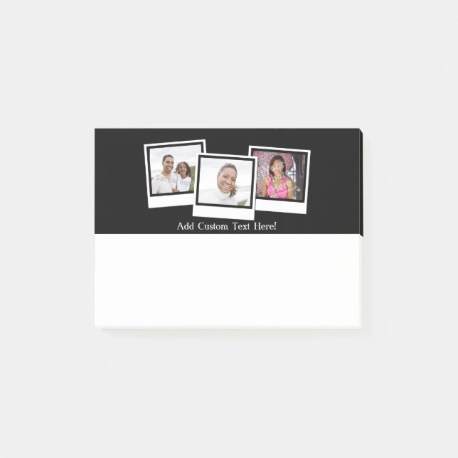 Personalised 3-Photo Snapshot Frames Custom Colour Post-it Notes (Front)