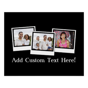 Personalised 3-Photo Snapshot Frames Custom Colour Poster