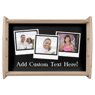 Personalised 3-Photo Snapshot Frames Custom Colour Serving Tray