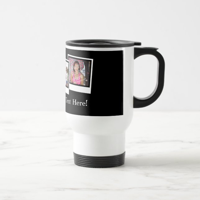 Personalised 3-Photo Snapshot Frames Custom Colour Travel Mug (Right)