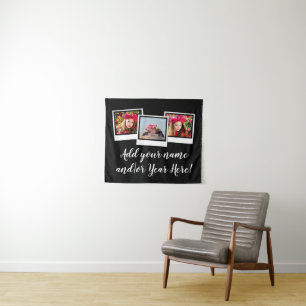 Personalised 3-Photo Snapshot Frames Typography Tapestry