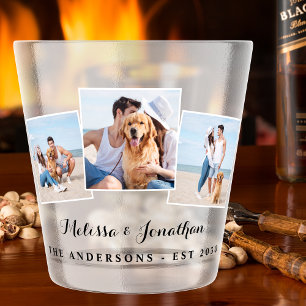 Personalised 3 Photo Unique Newlywed Wedding Shot Glass