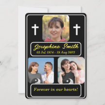 Personalised 3 Photos Funeral Invitation