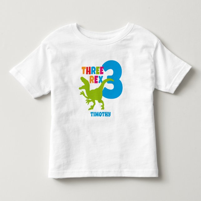 Personalised 3 Rex Toddler T-Shirt (Front)