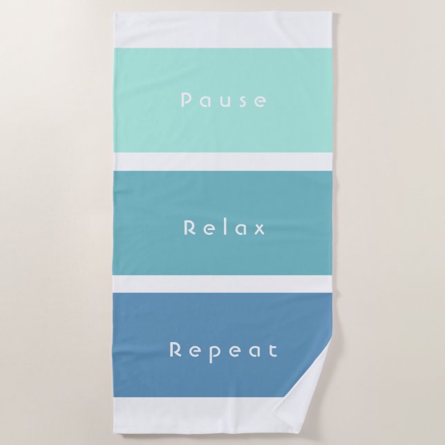 Personalised 3 Words Custom Message Green Blue Beach Towel (Front)