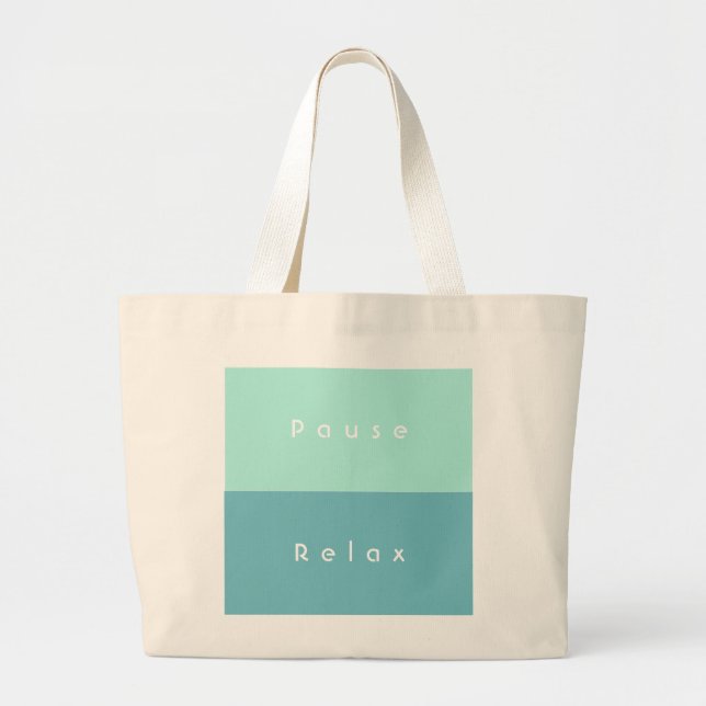 Personalised 3 Words Custom Message Green Blue Large Tote Bag (Front)