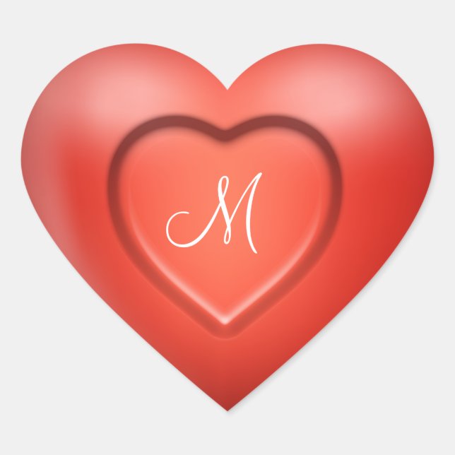 Personalised 3D Monogram Heart Sticker (Front)