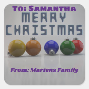 Personalised 3d Ornaments Design Christmas  Square Sticker