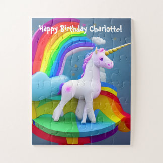 Personalised 3D Rainbow and Unicorn Kids Jigsaw Puzzle