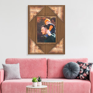 Personalised 3D Rustic Wood Pattern Frame Canvas Print