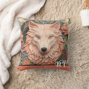 Personalised 3D Wolf Peach Cushion
