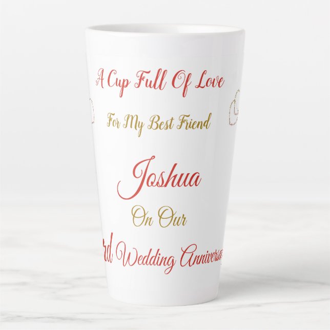Personalised 3rd Anniversary design Latte Mug (Front)