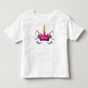 Personalised 3rd Birthday Crowned Unicorn Shirt