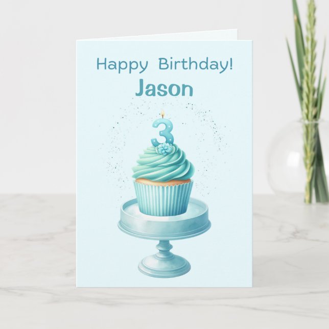 Personalised 3rd Birthday Cupcake Card (Front)