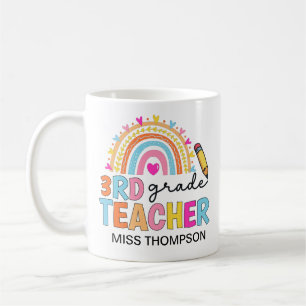 Personalised 3rd Grade Rainbow Teacher Coffee Mug