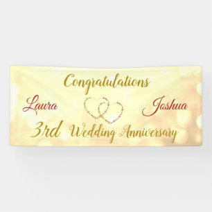Personalised 3rd Wedding Anniversary Banner