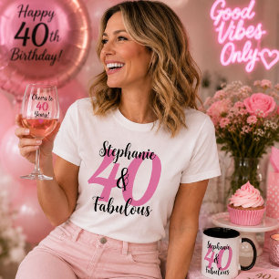 Personalised 40 & Fabulous White Birthday Tee