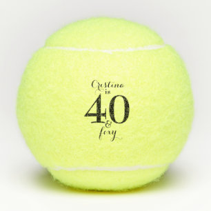 Personalised 40 & Foxy Tennis Balls