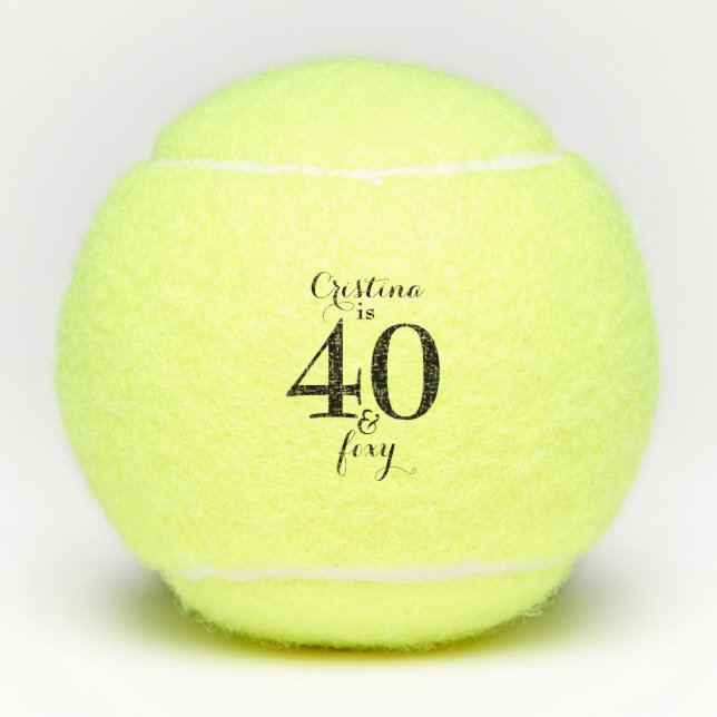  Personalised 40 & Foxy  Tennis Balls (Front)