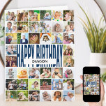 Personalised 40 Photo Collage Happy Birthday Card<br><div class="desc">Big personalised birthday card with your own photos and custom messages. The photo template is set up for you to upload 40 photos and you can edit the wording, inside and out. The front is lettered with "happy birthday" in bold modern oversized typography, to which you can add a name...</div>